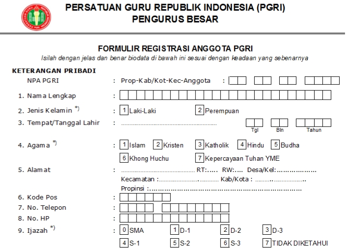 Pendaftaran PGRI Teluk Wondama - Persatuan Guru Republik Indonesia Cabang Kabupaten Teluk Wondama